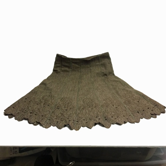 PATRIZIA‎ LUCA Milano Brown Escalloped Skirt - Picture 1 of 5